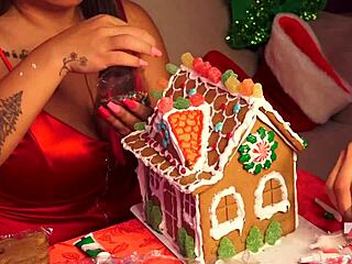 Making a Gingerbread House with Girlfriend and Friends Part 2.