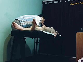 Straight gay gives a happy ending massage to his seductive friend