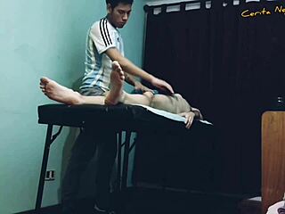 Relaxing massage session turns into blowjob with happy ending for gay amateurs part one and two