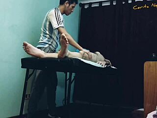 Relaxing massage session turns into blowjob with happy ending for gay amateurs part one and two