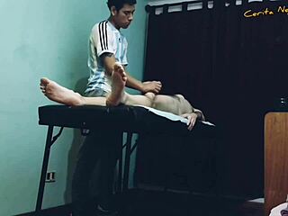 Relaxing massage session turns into blowjob with happy ending for gay amateurs part one and two