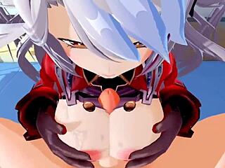 3D anime game with footjob and anal sex action