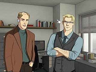 gay hunk kisses two crushes and masturbates in anime style