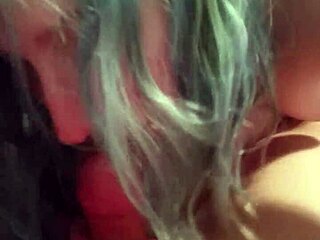 Blue Hair Girl Delivers Long Blowjob
