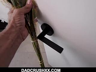 skinny stepdaughter teen bailey base wakes up confused and rides daddy