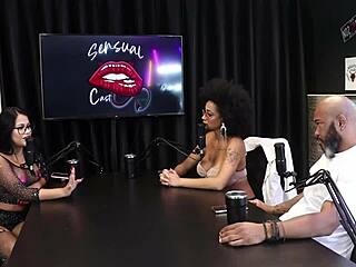 Slut Shows Breasts After Talking About Positions for Gangbang and DP - Tiffany Rocha in Sheer Red Lingerie