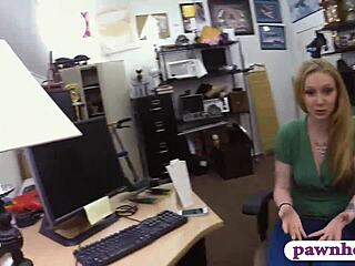 A blonde gets a rough anal sex with a shop assistant who got a secret passion