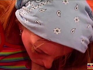 blonde teen teases with blowjob before swallowing