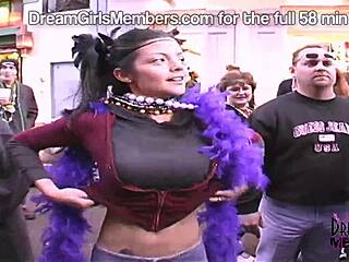 The party girl enjoys flashing during day and night