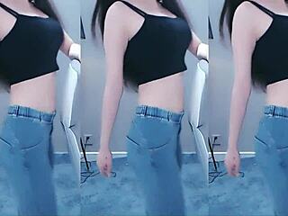 Chinese Girl Dancing with Vibrator Making Pussy Horny