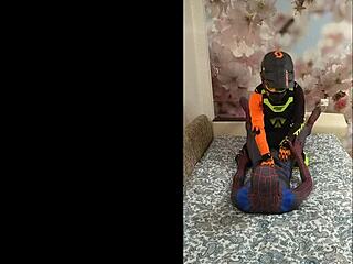 spiderman in spandex gets fucked by the biker