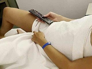 my stepsister jerks me off while i watch tv... oops, not sister sucking handjob