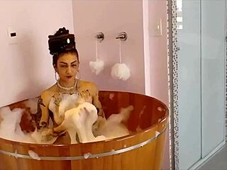 brazilian tattooed girl masturbates in hot spring photo shoot