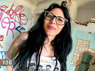 hot busty spanish babe with tattoos gets her big tits sucked and pussy fucked by kevin white, ending with cumshot