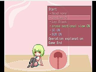 College girl in bottle outfit having fun