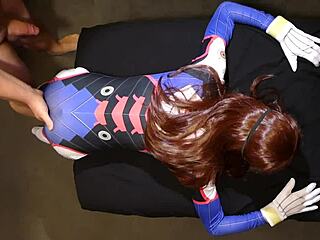 Overwatch Cosplay with Tiny D.Va Moaning on Thick Cock. No Mercy from SomeGirth in Petite Action!