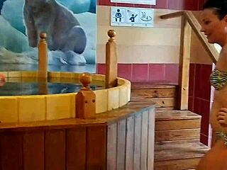 risky public flashing in spa center