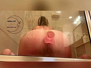 Pussy Dripping from Anal Assplay with Toys in Shower