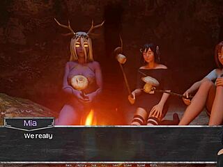 Harem of horny teens in animated porn game
