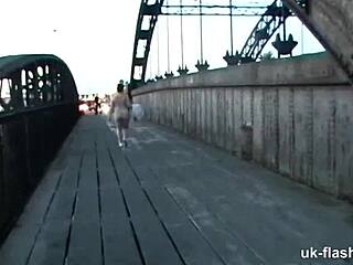 british milf flashes big tits while masturbating in bar