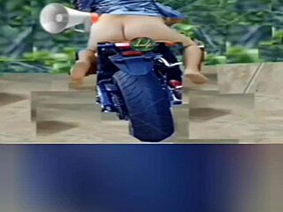 Eva Bottomless in animated porn on motorcycle