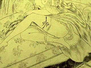 A vintage illustration depicts an erotic scene from the past