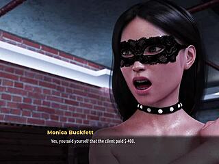 Monica giving footjob in fashion business