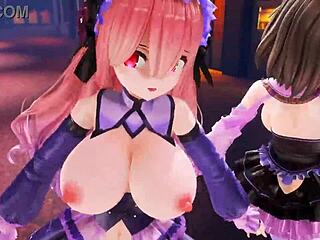 Anime girls dance to the music in 3D animation