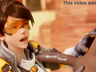 Tracer gets a blowjob and facial in this fan made video