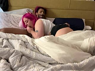 Pink hair natural tits amateur sucks big dick