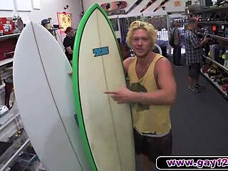 Blonde muscle surfer dude