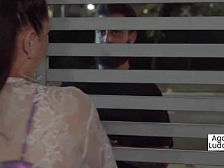 Latina cop busts two young girls banging at wild party.