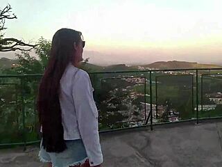 I flash my shaved big ass in shorts on brazilian street.