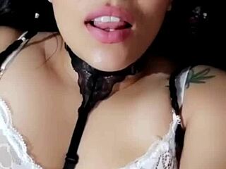 beautiful brunette bluee shows face of pleasure while masturbating for you