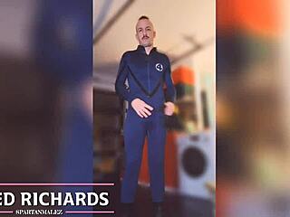 Bound and edging: Gay Halloween tease with lactating hands
