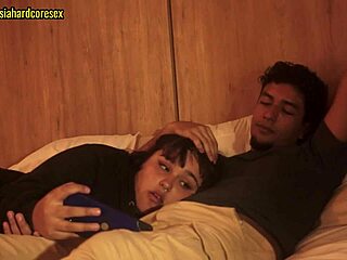 My hermanastra swallows my cock after a movie, nearly caught in hardcore action.