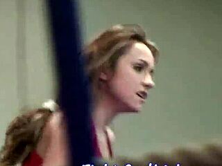 Dyke babe orally pleasured in locker room