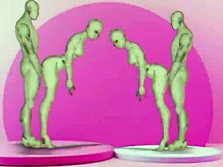 Cartoon twins bang hot girls in wild animated hentai scene