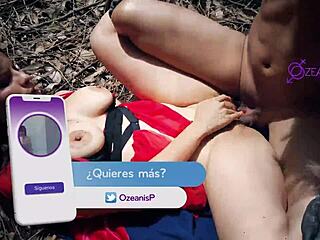 tatiana morales as little red riding hood lost in the forest with the wolf