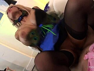 Beautiful woman gives great blow job to a man with an erection
