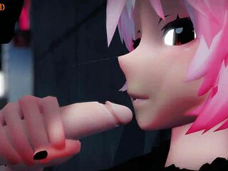 Beautiful vampire in animated porn video Miku sucking and getting a creampie