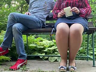 Milf with Stunning White Ass Switches Pads in Public Park Outdoors