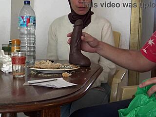 Hairy pussy MILF gets extreme dildo action from stepson