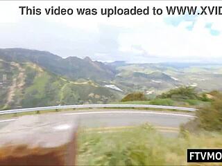 Hey, why not flash those big tits outdoors, busty Asian milf?