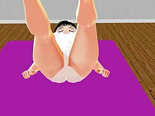 Anime Girl Leo Performs Stretch Yoga Exercises