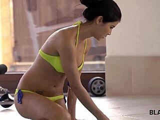 Black Man Pounds Skinny Brunette in Hot Poolside Interracial Action.