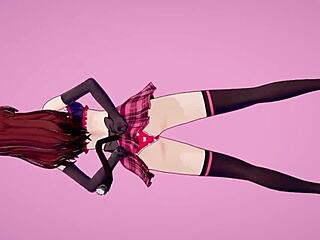 Hot cat in cosplay, dancing and looking for milk
