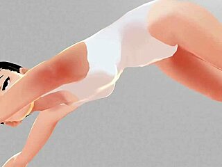 Anime Girl Leo Performs Stretch Yoga Exercises