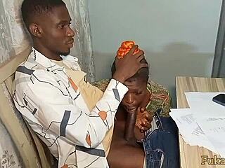 My client's wife with big boobs seduced me in the office 😏