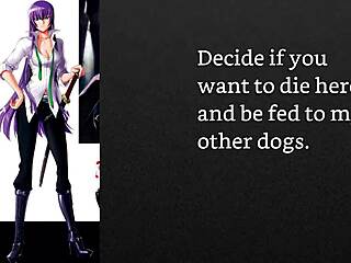 Faygrey Busujima's new pet, Joi Cei, in petplay humiliation